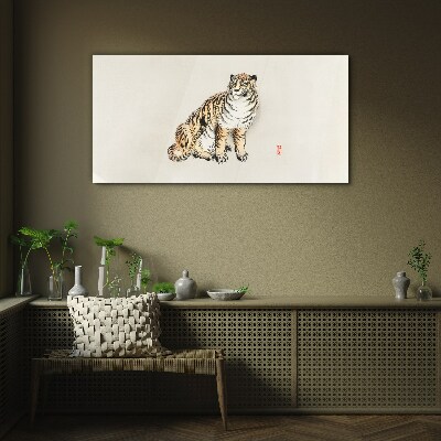 Tiger against a clear sky Glass art print