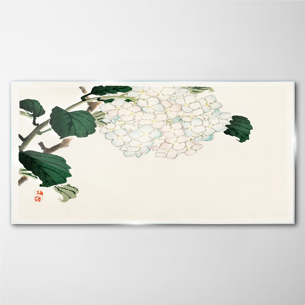 Floral arrangement with leaves Wall art on glass