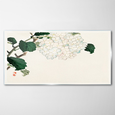 Floral arrangement with leaves Wall art on glass