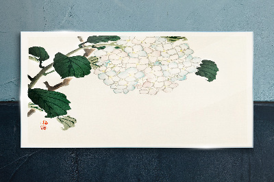 Floral arrangement with leaves Wall art on glass
