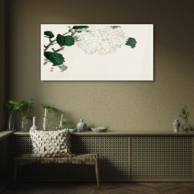 Floral arrangement with leaves Wall art on glass