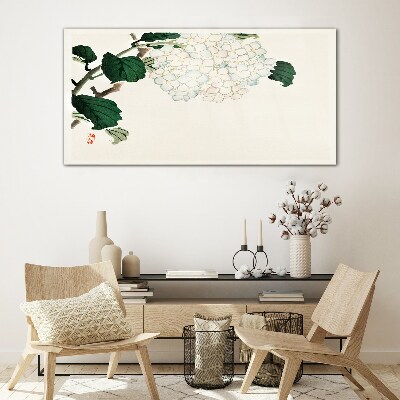 Floral arrangement with leaves Wall art on glass