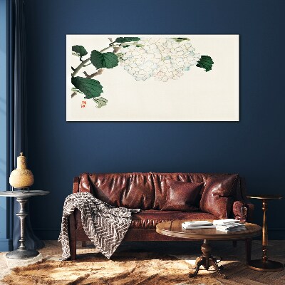 Floral arrangement with leaves Wall art on glass