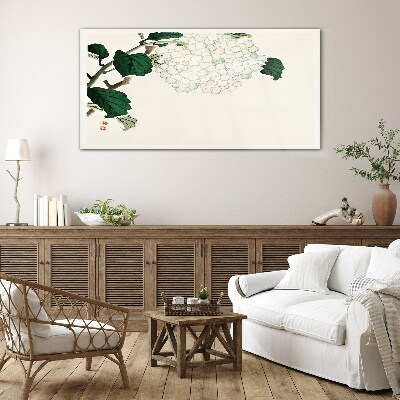 Floral arrangement with leaves Wall art on glass