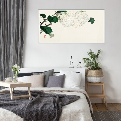 Floral arrangement with leaves Wall art on glass