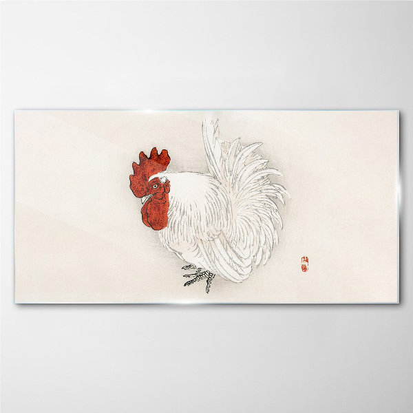 Rooster in delicate colors Glass art print