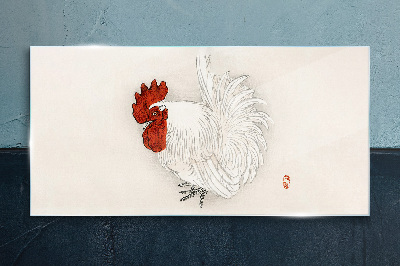 Rooster in delicate colors Glass art print