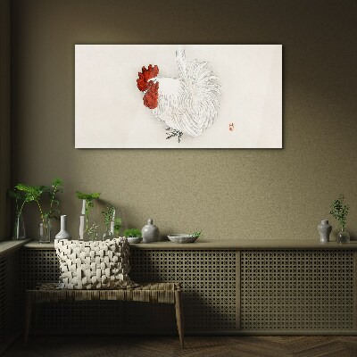 Rooster in delicate colors Glass art print