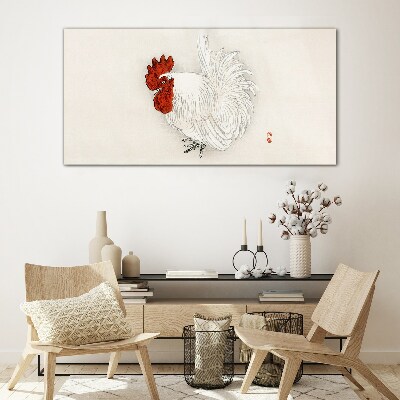Rooster in delicate colors Glass art print