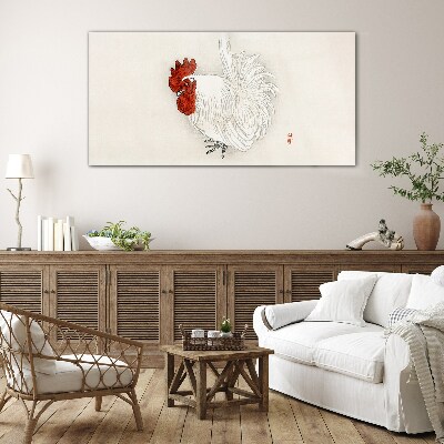 Rooster in delicate colors Glass art print