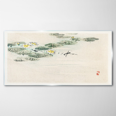 Water lilies on a calm surface of water Wall art on glass
