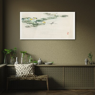 Water lilies on a calm surface of water Wall art on glass
