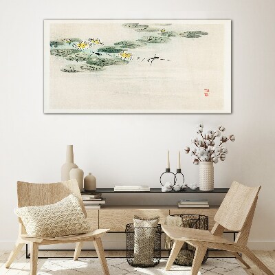 Water lilies on a calm surface of water Wall art on glass