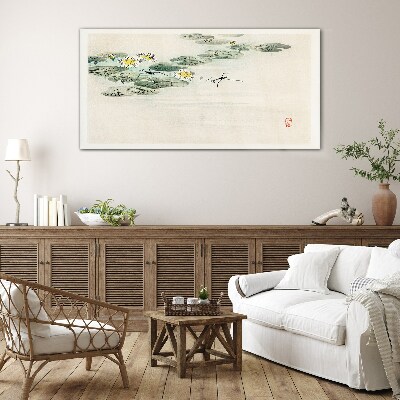 Water lilies on a calm surface of water Wall art on glass