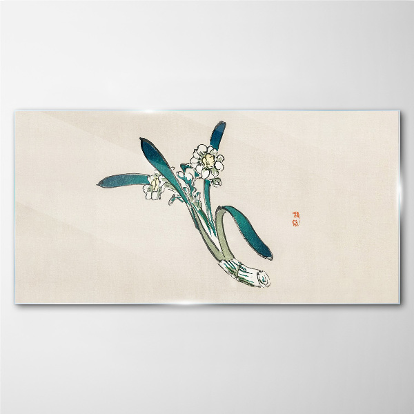 Asian flowers Glass Wall Art