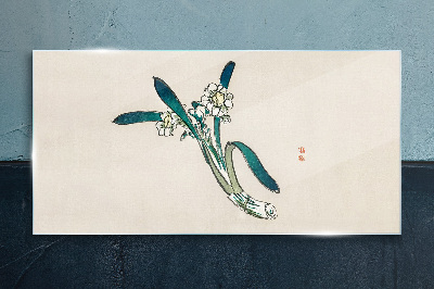 Flowers in the wind Wall art on glass