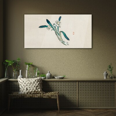 Asian flowers Glass Wall Art