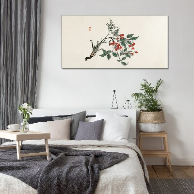 Red fruit on a branch Glass art print
