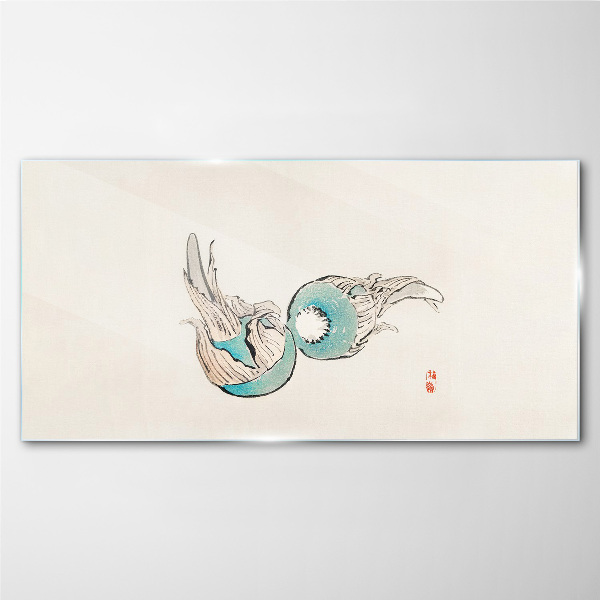 Japanese Fish Illustration Wall art on glass