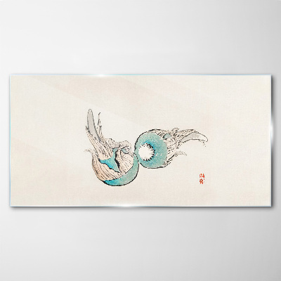 Japanese Fish Illustration Wall art on glass
