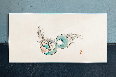 Japanese Fish Illustration Wall art on glass