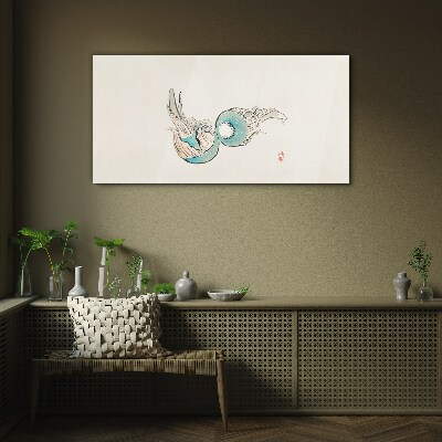 Japanese Fish Illustration Wall art on glass