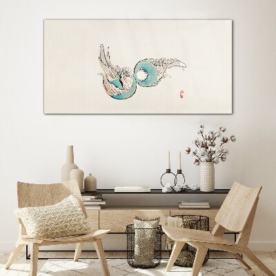 Japanese Fish Illustration Wall art on glass