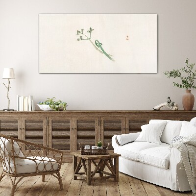 Delicate twigs on a white background Glass art print