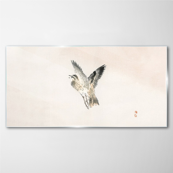 Bird's flight in delicate colors Wall art on glass