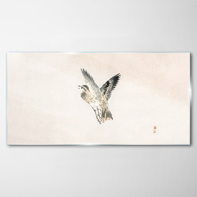 Bird's flight in delicate colors Wall art on glass
