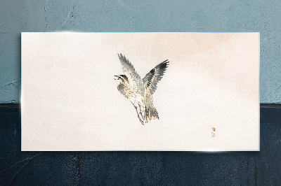 Bird's flight in delicate colors Wall art on glass