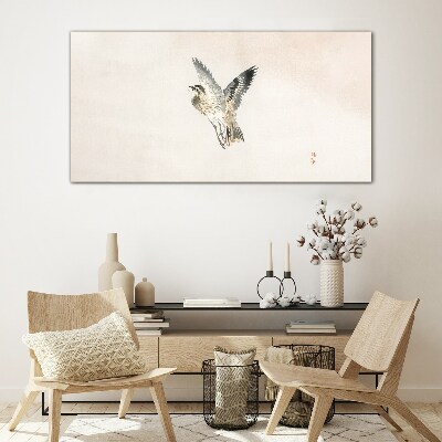 Bird's flight in delicate colors Wall art on glass