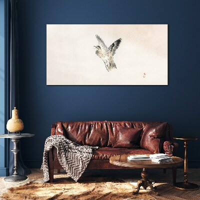 Bird's flight in delicate colors Wall art on glass
