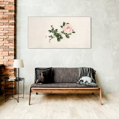 Asian flowers Glass Wall Art