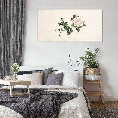 Peony flower on a light background Glass art print