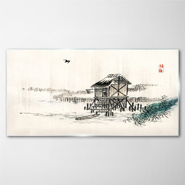 A quiet cottage by the water Wall art on glass