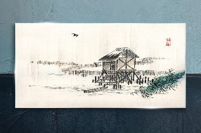 A quiet cottage by the water Wall art on glass