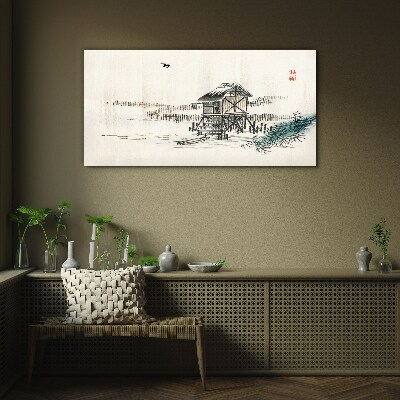 A quiet cottage by the water Wall art on glass