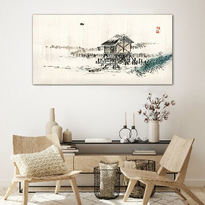 A quiet cottage by the water Wall art on glass