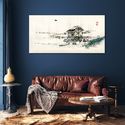 A quiet cottage by the water Wall art on glass