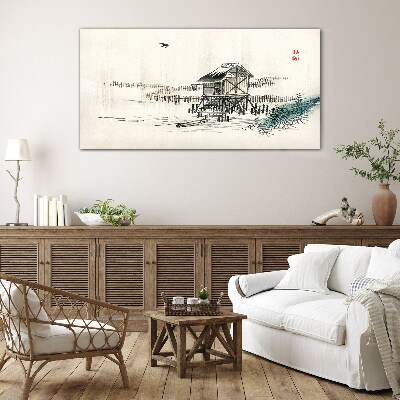 A quiet cottage by the water Wall art on glass
