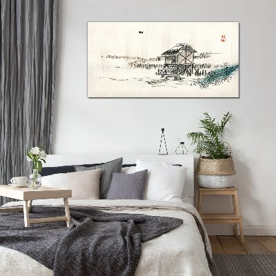 A quiet cottage by the water Wall art on glass