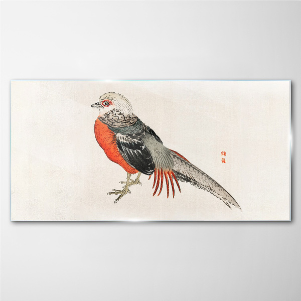 A live bird in the colors of nature Glass art print
