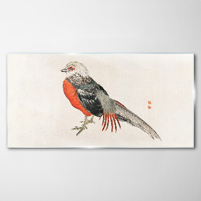A live bird in the colors of nature Glass art print