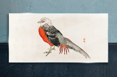 A live bird in the colors of nature Glass art print