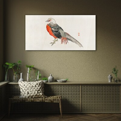 A live bird in the colors of nature Glass art print