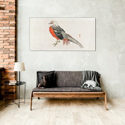 A live bird in the colors of nature Glass art print
