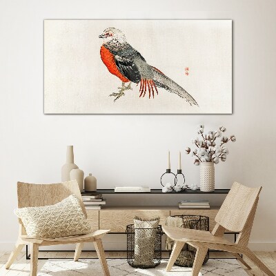 A live bird in the colors of nature Glass art print