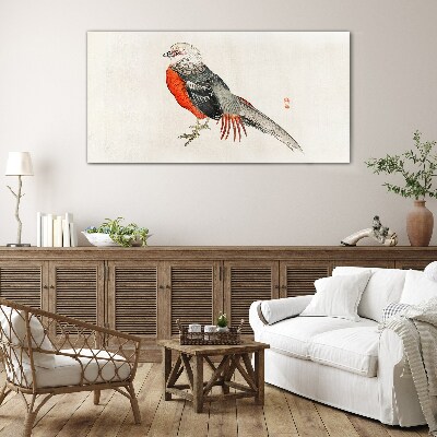 A live bird in the colors of nature Glass art print