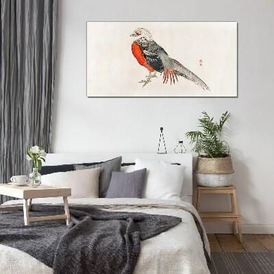 A live bird in the colors of nature Glass art print